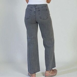 Uniqlo Wide Leg Straight Jeans Gray Wash Size 26 100% Cotton Bought in Japan